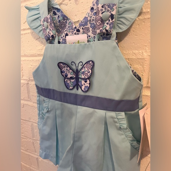 18m or 2t Zuccini Kids Applique Butterfly Overalls - Picture 2 of 2